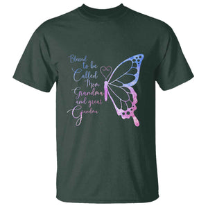 Blessed to Be Called Mom Grandma Great Grandma T Shirt Mama Butterfly Mother's Day Gift TS14 Dark Forest Green Print Your Wear