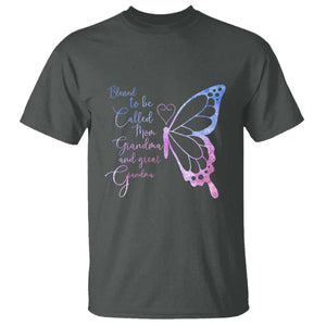 Blessed to Be Called Mom Grandma Great Grandma T Shirt Mama Butterfly Mother's Day Gift TS14 Dark Heather Print Your Wear