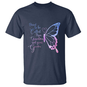 Blessed to Be Called Mom Grandma Great Grandma T Shirt Mama Butterfly Mother's Day Gift TS14 Navy Print Your Wear