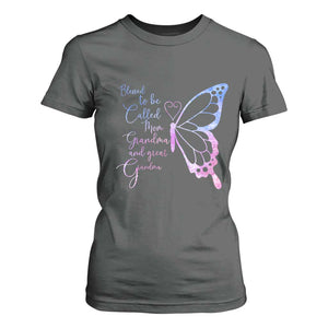 Blessed to Be Called Mom Grandma Great Grandma T Shirt For Women Mama Butterfly Mother's Day Gift TS14 Dark Heather Print Your Wear