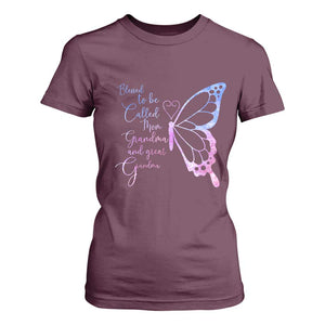 Blessed to Be Called Mom Grandma Great Grandma T Shirt For Women Mama Butterfly Mother's Day Gift TS14 Maroon Print Your Wear
