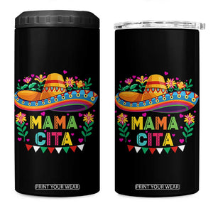 Mama Cita 4 in 1 Can Cooler Tumbler Cinco De Mayo Mexican Mom Flower Sombrero TS14 One Size: 16 oz Black Print Your Wear