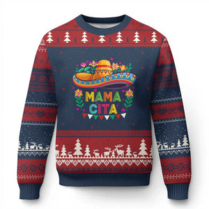 Mama Cita Ugly Christmas Sweater Cinco De Mayo Mexican Mom Flower Sombrero TS14 Navy Red Print Your Wear