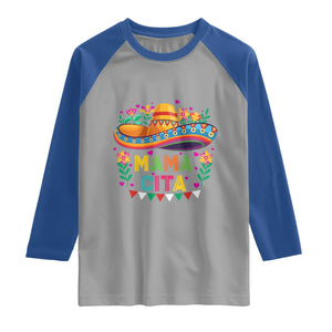 Mama Cita Raglan Shirt Cinco De Mayo Mexican Mom Flower Sombrero TS14 Sport Gray Royal Print Your Wear