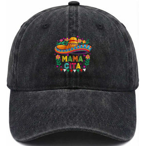 Mama Cita Washed Cotton Baseball Cap Cinco De Mayo Mexican Mom Flower Sombrero TS14 Print Your Wear