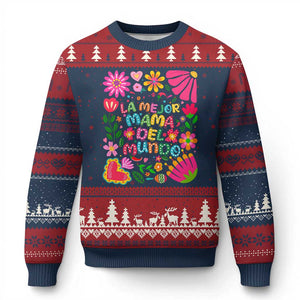 La Mejor Mama Del Mundo Ugly Christmas Sweater Dia de las Madres Regalo Gift TS14 Navy Red Print Your Wear