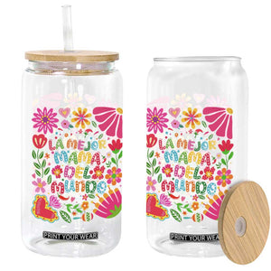 La Mejor Mama Del Mundo Glass Can Dia de las Madres Regalo Gift TS14 Print Your Wear