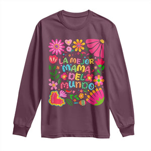 La Mejor Mama Del Mundo Long Sleeve Shirt Dia de las Madres Regalo Gift TS14 Maroon Print Your Wear