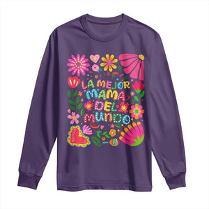 La Mejor Mama Del Mundo Long Sleeve Shirt Dia de las Madres Regalo Gift TS14 Purple Print Your Wear