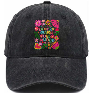La Mejor Mama Del Mundo Washed Cotton Baseball Cap Dia de las Madres Regalo Gift TS14 Print Your Wear