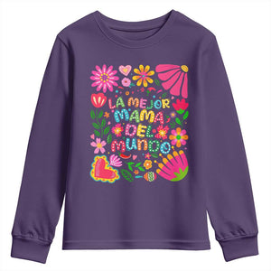 La Mejor Mama Del Mundo Youth Sweatshirt Dia de las Madres Regalo Gift TS14 Purple Print Your Wear