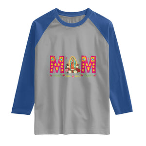 Virgen de Guadalupe Raglan Shirt Mexican Heritage Mom Mother’s Day Gift TS14 Sport Gray Royal Print Your Wear