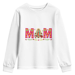 Virgen de Guadalupe Youth Sweatshirt Mexican Heritage Mom Mother’s Day Gift TS14 White Print Your Wear