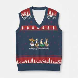 Everyday I'm Motherin V-Neck Knit Sweater Vest Cinco De Mayo Silly Goose Fiesta TS14 Navy Red Print Your Wear