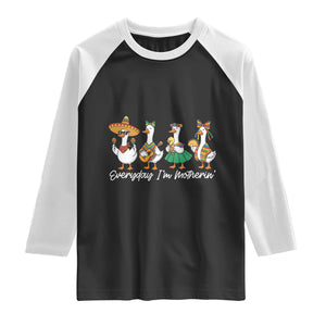 Everyday I'm Motherin Raglan Shirt Cinco De Mayo Silly Goose Fiesta TS14 Black White Print Your Wear