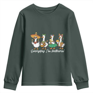 Everyday I'm Motherin Youth Sweatshirt Cinco De Mayo Silly Goose Fiesta TS14 Dark Forest Green Print Your Wear