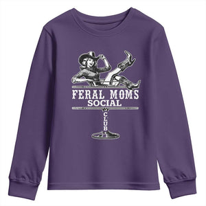Feral Moms Social Club Youth Sweatshirt Western Cowgirl Mom Mother’s Day Gift TS14 Purple Print Your Wear