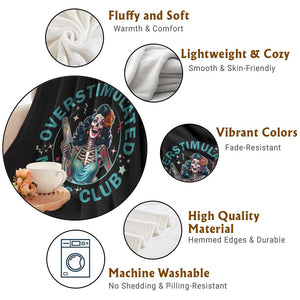 Overstimulated Moms Club Throw Blanket Neurodivergent Mom Mental Health TS14 Print Your Wear
