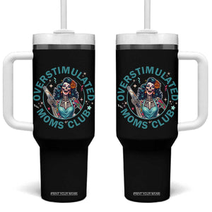 Overstimulated Moms Club Tumbler With Handle Neurodivergent Mom Mental Health TS14 One Size: 40 oz Black Print Your Wear