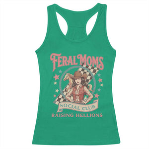 Feral Moms Social Club Racerback Tank Top Western Cowgirl Mom Mother’s Day TS14 Irish Green Print Your Wear