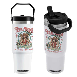 Feral Moms Social Club Flip Straw Tumbler Western Cowgirl Mom Mother’s Day TS14 One Size: 30 oz White Print Your Wear