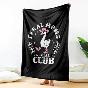 Feral Moms Raising Hellions Social Club Throw Blanket Funny Goose Pink Cowgirl Boots Hat TS14 Print Your Wear
