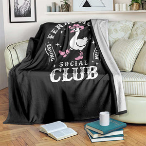 Feral Moms Raising Hellions Social Club Throw Blanket Funny Goose Pink Cowgirl Boots Hat TS14 Print Your Wear