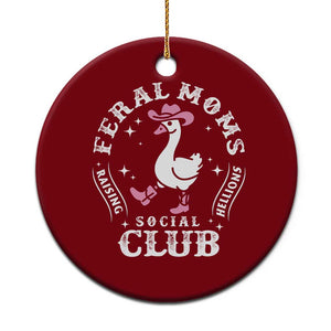 Feral Moms Raising Hellions Social Club Ceramic Ornament Funny Goose Pink Cowgirl Boots Hat TS14 1pc Red Print Your Wear