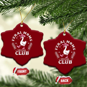 Feral Moms Raising Hellions Social Club Ceramic Ornament Funny Goose Pink Cowgirl Boots Hat TS14 Print Your Wear