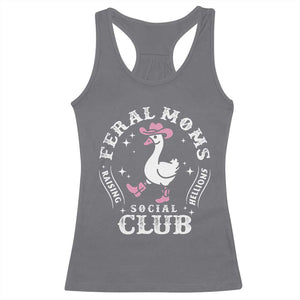 Feral Moms Raising Hellions Social Club Racerback Tank Top Funny Goose Pink Cowgirl Boots Hat TS14 Charcoal Print Your Wear