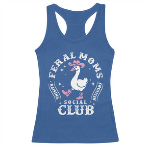 Feral Moms Raising Hellions Social Club Racerback Tank Top Funny Goose Pink Cowgirl Boots Hat TS14 Royal Blue Print Your Wear
