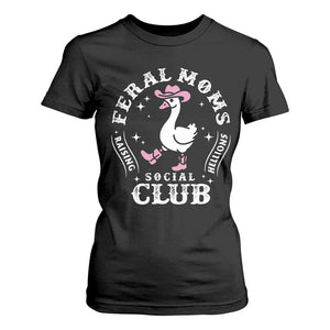 Feral Moms Raising Hellions Social Club T Shirt For Women Funny Goose Pink Cowgirl Boots Hat TS14 Black Print Your Wear