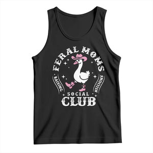 Feral Moms Raising Hellions Social Club Tank Top Funny Goose Pink Cowgirl Boots Hat TS14 Black Print Your Wear