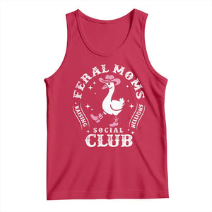 Feral Moms Raising Hellions Social Club Tank Top Funny Goose Pink Cowgirl Boots Hat TS14 Red Print Your Wear
