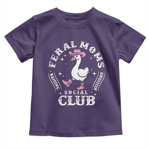Feral Moms Raising Hellions Social Club Toddler T Shirt Funny Goose Pink Cowgirl Boots Hat TS14 Purple Print Your Wear