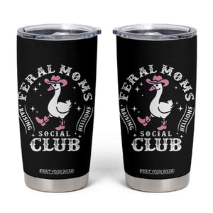 Feral Moms Raising Hellions Social Club Tumbler Cup Funny Goose Pink Cowgirl Boots Hat TS14 Black Print Your Wear