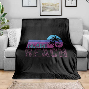 Vintage Miami Beach Throw Blanket Florida Proud Floridian Retro Palms Trees