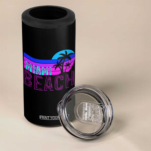 Vintage Miami Beach 4 in 1 Can Cooler Tumbler Florida Proud Floridian Retro Palms Trees