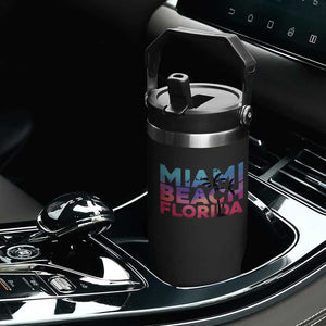 Miami Beach Florida Proud Flip Straw Tumbler Floridian Retro Palms Trees