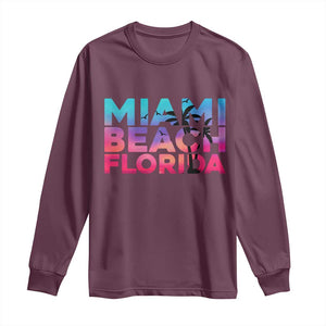 Miami Beach Florida Proud Long Sleeve Shirt Floridian Retro Palms Trees