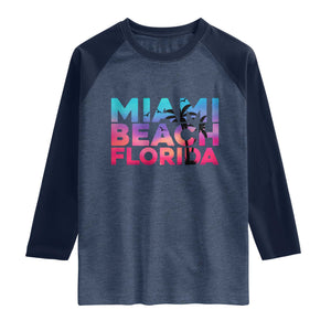 Miami Beach Florida Proud Raglan Shirt Floridian Retro Palms Trees