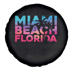 Miami Beach Florida Proud Spare Tire Cover Floridian Retro Palms Trees