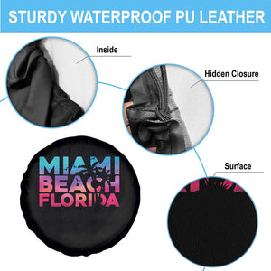 Miami Beach Florida Proud Spare Tire Cover Floridian Retro Palms Trees