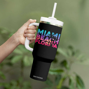 Miami Beach Florida Proud Tumbler With Handle Floridian Retro Palms Trees