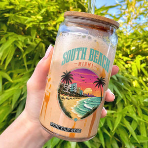 South Beach Miami Glass Can Retro Florida USA Souvenir Gift