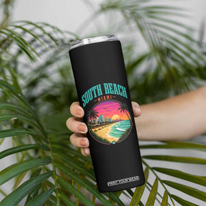 South Beach Miami Skinny Tumbler Retro Florida USA Souvenir Gift