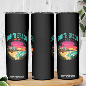 South Beach Miami Skinny Tumbler Retro Florida USA Souvenir Gift