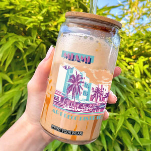 Vintage Miami Florida Art Deco Glass Can Miami City Pride Graphic