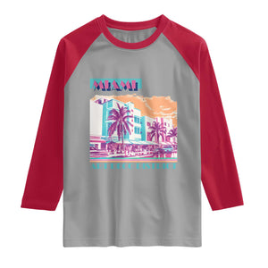 Vintage Miami Florida Art Deco Raglan Shirt Miami City Pride Graphic