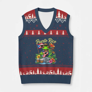 Hispanic Heritage Month V-Neck Knit Sweater Vest Taino Boricua Coqui Frog Puerto Rico